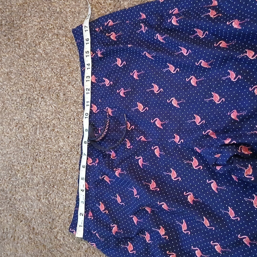 Navy Flamingo Print Swim Trunks - Picture 10 of 12